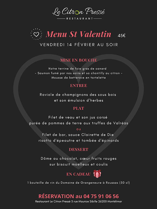 Diner St Valentin à Montélimar 2020